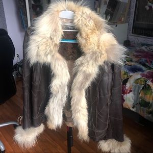 Real Fur/Leather Sinequanone Coat Size 4 (FR 38)